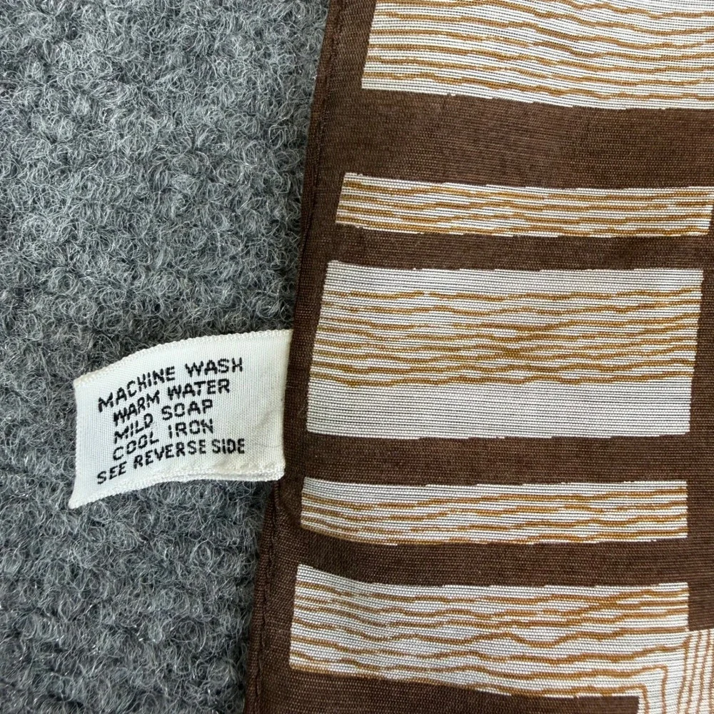 Vintage Japan Brown Striped Square Scarf Rayon Nylon RN 25495 Geometric 26x26